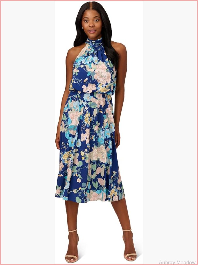 Women's Stretch Chiffon Midi Dress Party Casual